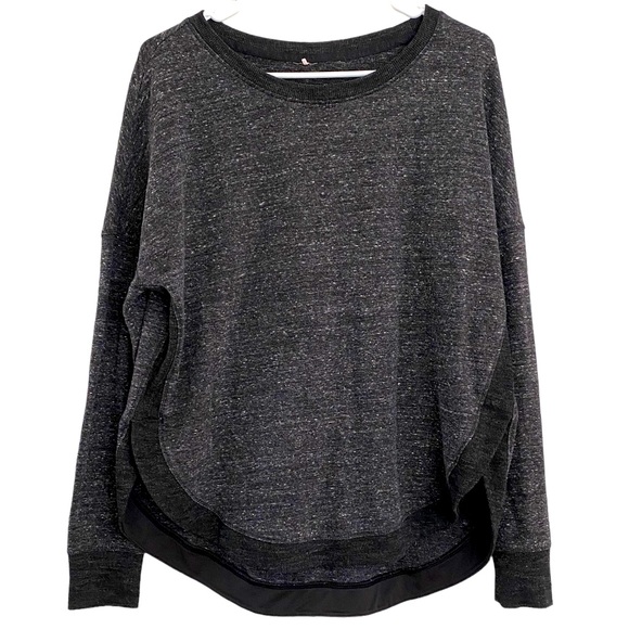 calia heathers charcoal gray black long sleeve split side sweatshirt top - Picture 1 of 5